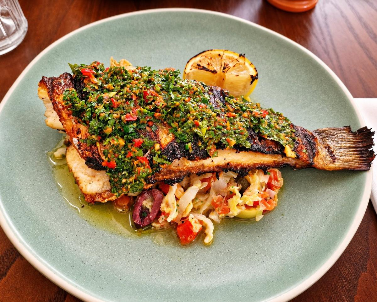 Grilled sea bass