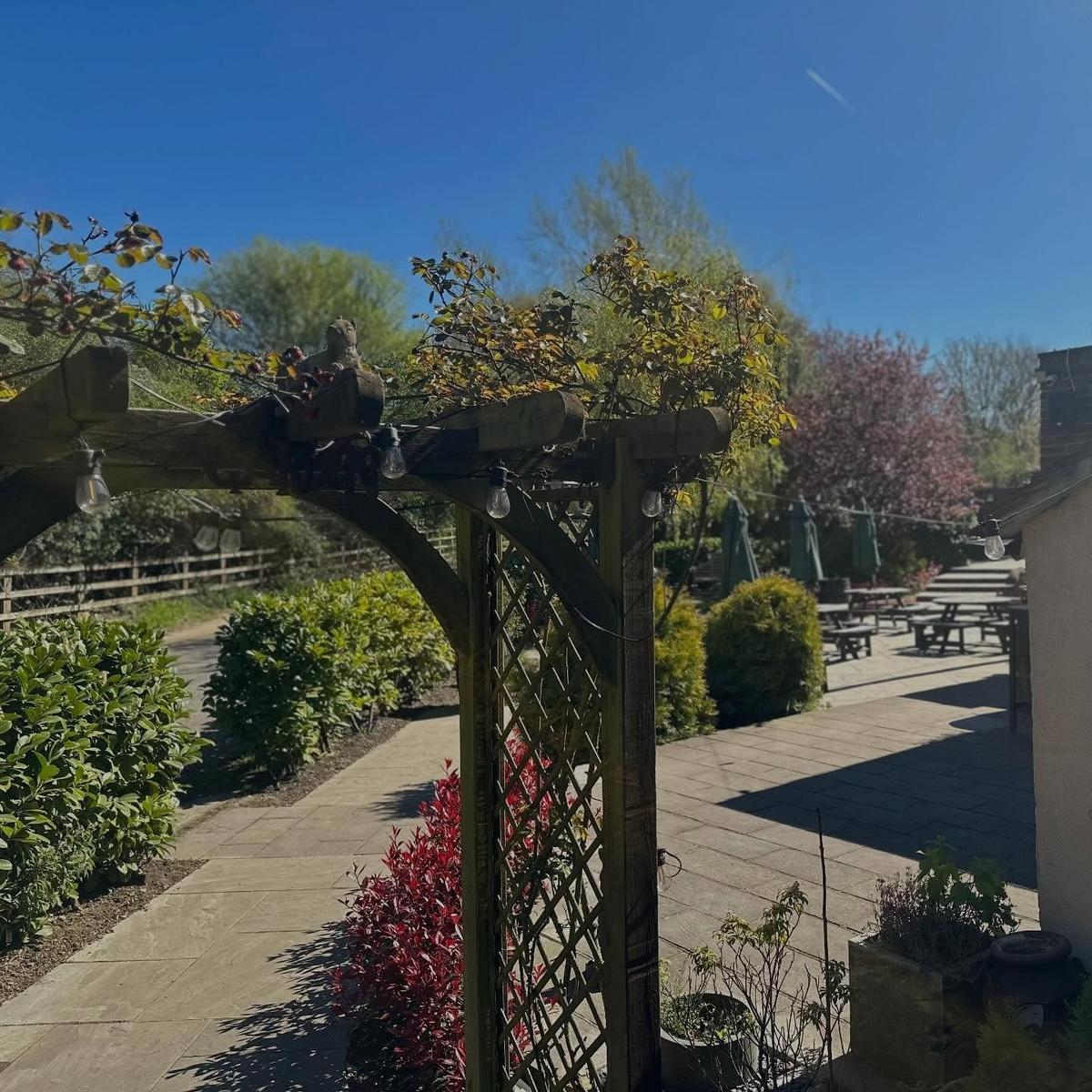 The garden pergola at The Yew Tree, Maidstone
